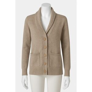 Alpaca's Best 100% Baby Alpaca Shawl Collar Cardigan Sweater Women's M Beige